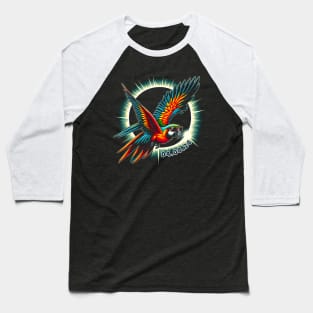 Solar Eclipse Parrot Adventure: Chic Tee with Vibrant Feathery Companions Baseball T-Shirt